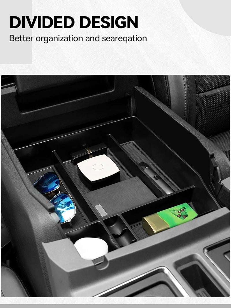 ELECFRESH 2PCS Center Console Organizer for 2024 2023 2022 2021 Ford F150 Accessories, Armrest Storage Box and 16-Compartments Divider for Ford F150 - Image 5